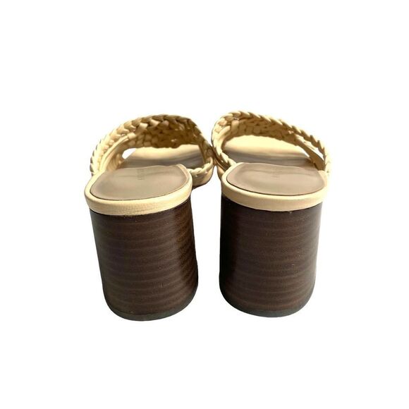 Ann Taylor Ximena leather braided chunky block heel slide heels Sz 8 - Picture 5 of 7